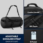 Haimont Duffle Backpack, Travel Duffel Bag with Shoes Compartment, Water-resistant Overnight Daybags for Men Women Daily Trip, Sports Gear, Gym, 45L, Black