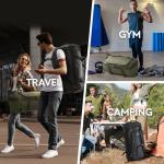 Haimont Duffle Backpack, Travel Duffel Bag with Shoes Compartment, Water-resistant Overnight Daybags for Men Women Daily Trip, Sports Gear, Gym, 45L, Black