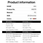 Mixi Expandable Carry On Luggage Lightweight Large Capacity Wide Handle PC Travel Suitcases Spinner Wheels TSA Lock 20 24 Inch