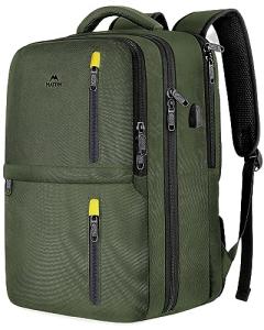 MATEIN Carry on Travel Laptop Backpack, Large Flight Approved Personal Item Travel Backpack with USB Charge Port & Shoe Compartment, Water Resistant Weekender Overnight Bag Fit 17 Inch Laptop, Green