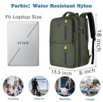 MATEIN Carry on Travel Laptop Backpack, Large Flight Approved Personal Item Travel Backpack with USB Charge Port & Shoe Compartment, Water Resistant Weekender Overnight Bag Fit 17 Inch Laptop, Green