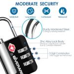 2 Pack TSA Approved Travel Luggage Locks, Suitcase Metal Combination Lock, Alloy Keyless 3-Digit Zipper Padlocks, TSA Accepted Compatible Padlock for Gym Locker, Golf Bag Case, Backpack-Black
