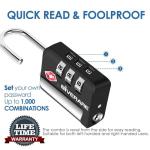 2 Pack TSA Approved Travel Luggage Locks, Suitcase Metal Combination Lock, Alloy Keyless 3-Digit Zipper Padlocks, TSA Accepted Compatible Padlock for Gym Locker, Golf Bag Case, Backpack-Black