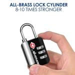 2 Pack TSA Approved Travel Luggage Locks, Suitcase Metal Combination Lock, Alloy Keyless 3-Digit Zipper Padlocks, TSA Accepted Compatible Padlock for Gym Locker, Golf Bag Case, Backpack-Black