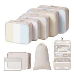 Easortm Packing Cubes for Travel - 9 Set Large Travel Cubes Luggage Organizer Bags Set With Laundry Bags/Shoe Bag/Toiletry Bag (Beige)