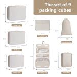Easortm Packing Cubes for Travel - 9 Set Large Travel Cubes Luggage Organizer Bags Set With Laundry Bags/Shoe Bag/Toiletry Bag (Beige)