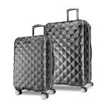 Kenneth Cole REACTION Diamond Tower Collection Lightweight Hardside Expandable 8-Wheel Spinner Travel Luggage, Black, 2-Piece Set (20" & 28")