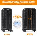 SUPER DEAL 21 Inch Carry On Luggage with Spinner Wheels, Expandable Hardside Suitcase Height Adjustable Durable Rolling Luggage with Porable Handle and Side Feet for Business Trips and Travel, Black