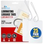 1InTheOffice Laminating Luggage Tags with Loops, Laminating Pouches 5 Mil, Luggage Tag Pouches, 2 1/2" x 4 1/4", 25 Pack