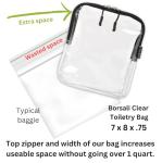 BORSALI TSA Approved Toiletry Bag - Clear Quart Size for 3-1-1 Carry On Travel - Makeup Organizer Cosmetic Pouch with Zipper - Travel Accessories - 2 Pack