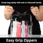 BORSALI TSA Approved Toiletry Bag - Clear Quart Size for 3-1-1 Carry On Travel - Makeup Organizer Cosmetic Pouch with Zipper - Travel Accessories - 2 Pack