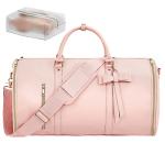 Garment Bags for Travel, Convertible Suit Travel Bag for Women, Stylish Carry On Garment Bag with Toiletry Pocket, Shoulder Strap and Shoes Compartment, 2 in 1 Foldable PU Leather Duffle Bag, Pink