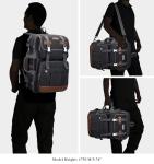 WITZMAN Canvas Travel Backpack for Men Large Laptop Backpack Fit 16 inch Carry-on Airline Approved Convertible Shoulder Rucksack(A6617-3 Black)