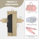 Geestock Garment Bags for Travel, PU Leather Carry On Garment Duffle Bag for Women with Shoe Pouch, 2 in 1 Convertible Suit Travel Bag (Pink)