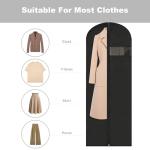 LXLOVESM Dress Bags for Gowns Long, 65'' Garment Bags for Hanging Clothes, Suit Bag Cover for Storage and Travel, 2 Pack (Black)