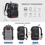 WITZMAN Canvas Travel Backpack for Men Large Laptop Backpack Fit 16 inch Carry-on Airline Approved Convertible Shoulder Rucksack(A6617-3 Black)