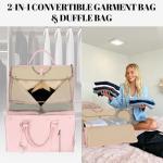 Geestock Garment Bags for Travel, PU Leather Carry On Garment Duffle Bag for Women with Shoe Pouch, 2 in 1 Convertible Suit Travel Bag (Pink)