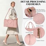 Geestock Garment Bags for Travel, PU Leather Carry On Garment Duffle Bag for Women with Shoe Pouch, 2 in 1 Convertible Suit Travel Bag (Pink)