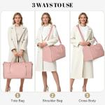 Geestock Garment Bags for Travel, PU Leather Carry On Garment Duffle Bag for Women with Shoe Pouch, 2 in 1 Convertible Suit Travel Bag (Pink)