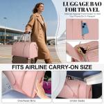 Geestock Garment Bags for Travel, PU Leather Carry On Garment Duffle Bag for Women with Shoe Pouch, 2 in 1 Convertible Suit Travel Bag (Pink)
