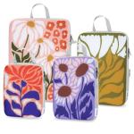 Gonex Compression Packing Cubes, 4pcs Expandable Storage Travel Luggage Bags Organizers, Travel Cubes for Suitcase Carry On (Flowers)