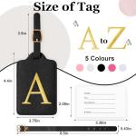 Personalized Initial Luggage Tags for Suitcases,Leather Letter Cute Luggage Tags with Privacy Name Card,Embroidered Monogrammed Travel Bag Backpack Tags Gifts for Women Kids Girls Teens(Black-A)