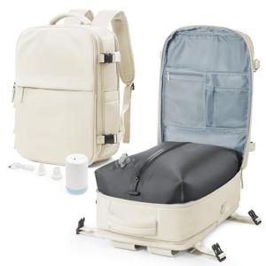 winspansy Large Travel Backpack Storage Vacuum Compression Seal Bags for Women Men Clothing with Pump Personal Item Work Carry on Business Vacpack College Laptop Backpack Beige