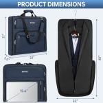 Garment Bags for Travel, 41'' Water-Resistant Carry On Garment Bag for Hanging Clothes, Large Suit Travel Bag Convertible Travel Garment Bag for Shirts, Dresses, Coats (Blue)