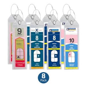 Highwind Pack of 8 Clear Luggage Tags for Suitcases - 2.5x7.25-Inch Waterproof and Reusable Bag Tags for Luggages - Cruise Ship Essentials Compatible with Major Cruise Lines