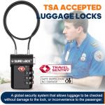 SURE LOCK TSA Approved 3-Digit Combination Luggage Locks – Open Alert Indicator, Re-settable Code with Zinc Alloy Body, Easy-Read Dials for Suitcase, Backpack, Gym Locker & Toolbox(Extra Long Cable)