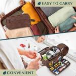 PAVILIA Toiletry Bag for Men Women, Mens Travel Bag Toiletries Organizer Case for Grooming, Travel Essentials Shaving Dopp Kit, PU Leather Water Resistant Cosmetic Pouch, Dark Brown
