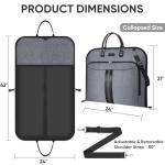 BALEINE Travel Garment Bag, Travel Suit Bag for Men, 42'' Waterproof Carry on Garment Bags for Hanging Clothes, Garment Duffel Bag for Travel Business (Grey)