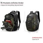 Swissdigital Design Laptop Backpack with USB Charging Port, Travel Backpack Fits 15.6 inches Computer, 31L College School Backpack for Men, Olive/Black | SD803-26