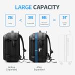Kuvictewl Vacuum Backpack for Travel, 60L Expandable Travel Backpack with Vacuum Compression Seal System, Water Resistant, TSA Lock, Carry-On Suitcase Luggage - Pump Included