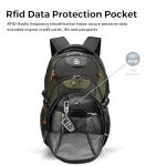 Swissdigital Design Laptop Backpack with USB Charging Port, Travel Backpack Fits 15.6 inches Computer, 31L College School Backpack for Men, Olive/Black | SD803-26