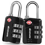 2 Pack TSA Approved Travel Luggage Locks, Metal Combination Lock, Alloy Keyless 3-Digit Padlocks, TSA Accepted Compatible Padlock for Gym Locker, Golf Bag Case, Backpack, Black-by GIVERARE