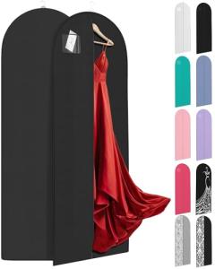 72" Long Dress Bags for Gowns - Wedding Dress Garment Bag for Dresses - Long Garment Bags for Hanging Clothes & Closet Storage - Durable Travel Bag for Women with ID Window