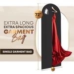 72" Long Dress Bags for Gowns - Wedding Dress Garment Bag for Dresses - Long Garment Bags for Hanging Clothes & Closet Storage - Durable Travel Bag for Women with ID Window