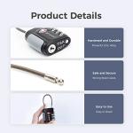 pack all TSA Approved Cable Luggage Locks, 3 Digit Combination Padlocks, Travel Lock for Suitcases & Bag, Alloy Body, Travel Accessories (4 Pack)