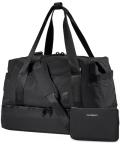Weekender Bags for Women, BAGSMART Travel Duffel Bags with Shoe Compartment,Personal Item Travel Bag for Airlines, Carry on Overnight Tote Bag with Toiletry Bag(Black,2pcs)