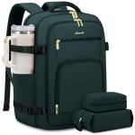 LOVEVOOK Carry On Travel Backpack For Women Men Flight Approved, 40L Personal Item Backpack for Airplanes, Business Weekender Overnight Daypack Fits 17 Inch Laptop, With 2 Packing Cubes, Dark Green
