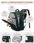 LOVEVOOK Carry On Travel Backpack For Women Men Flight Approved, 40L Personal Item Backpack for Airplanes, Business Weekender Overnight Daypack Fits 17 Inch Laptop, With 2 Packing Cubes, Dark Green