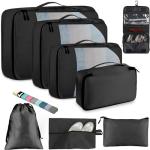 Toncoke 8-Piece Packing Cubes for Travel, Mesh Luggage Organizers with Shoe Bag, Toiletry Bag, Laundry Pouches, 4 Sizes (XL/L/M/S) for Suitcase Organization, Men Women Kids, Black