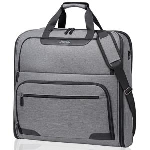 Garment Bags for Travel, Double Layered Carry on Garment Bag with Shoulder Strap, Foldable Suit Travel Bags for Men, Wrinkle Free Garment Travel Bag for Hanging Clothes, Dark Grey