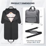 Garment Bags for Travel, Double Layered Carry on Garment Bag with Shoulder Strap, Foldable Suit Travel Bags for Men, Wrinkle Free Garment Travel Bag for Hanging Clothes, Dark Grey