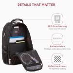SwissGear 1900 ScanSmart 17” Laptop Backpack Black – Reflective Tech Backpack with ScanSmart Compartment – Multiple Organizer Pockets & RFID Scan Blocking Technology