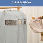 Perber 43" Garment Bags for Hanging Clothes, Suit Bags for Closet Storage and Travel, Grey Suit Cover Bags with Clear Window for Coats, Jackets, Shirts (5 Packs)