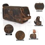 LEATHER VILLAGE Premium Leather Travel Toiletry Bag - Unisex Water-Resistant Travel Dopp Kit, Shaving & Cosmetic Organizer for Men & Women - Compact Bathroom Essentials - Rustic Brown