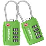 Puroma 2 Pack TSA Approved Luggage Locks, 4 Digit Combination Travel Locks Resettable Code Lock with Zinc Alloy Body for Suitcase, Toolbox, Backpack, Bag, Gym Locker (Basic Green)