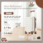 Hulsin Carry on Luggage Suitcase, 22x14x9 Airline Approved 20 Inch Hardside Carry-on Luggage with Spinner Wheels, Hard Shell Luggage with TSA Lock, Hard Case Small Travel Suitcase (White, 20-Inch)